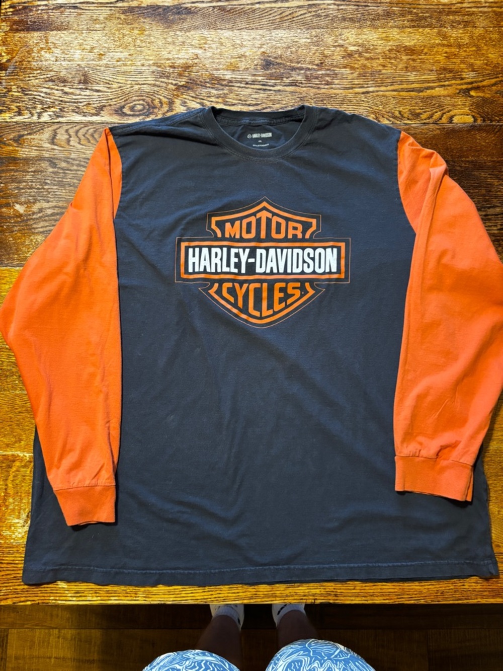 Harley-Davidson Black and Orange Long Sleeve Shield Logo Tee